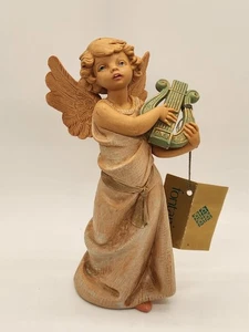 Vintage Fontanini 6.5" Angel Playing Harp Figurine with Original Hang Tag - Picture 1 of 15