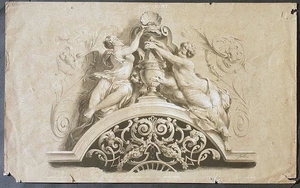 Stampa antica litografia ornamentale allegoria vittoria 1870 grottesche - Picture 1 of 9