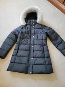 Tommy Hilfiger puffer coat donna piccolo nero bottoni a pressione giacca zip intera Thprotect - Foto 1 di 7