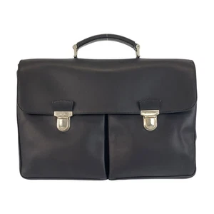 PRADA Businesstasche Aktentasche schwarz schwarz silber Hardware Leder - Bild 1 von 10