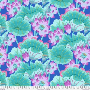 KAFFE FASSETT LAKE BLOSSOMS GP93 TURQUOISE COTTON FLORAL FABRIC 1/2 YARD - Picture 1 of 2