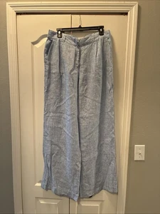 Pantalones informales de pierna ancha 100 % lino talla grande Magaschoni para dama - Imagen 1 de 7