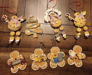 Lebkuchen Plätzchen Weihnachten 8 Ornamente baumelnd Männer Baum Lebkuchen Damen - Bild 1 von 17