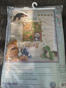 Dimensions Wild Thing Quilt Baby Crib Cover Cross Stitch 34”x43” Jungle Animals - Picture 1 of 2
