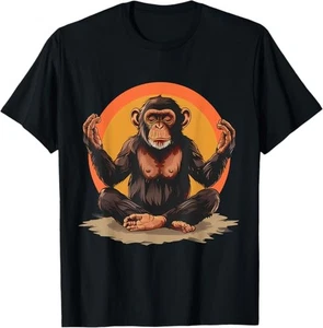 NEU POPULÄRES Meditation Affe spirituelles Yoga Zen Buddha Hindu Buddhist T-Shirt - Bild 1 von 1