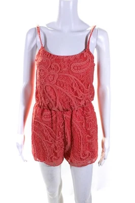 Blusa mameluco coral Alice + Olivia de encaje floral con correa de espagueti para mujer talla XS Foto 1 de 4