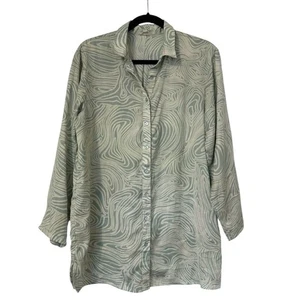 Open Edit Nordstrom Bedrucktes Satin Button Down Hemd XS Damen - Bild 1 von 4