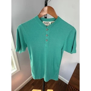 Aerodrille Vintage Henley Shirt Short Sleeve Button Up Top Green Size 18 - Picture 1 of 5