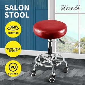 Levede Salon Stool Swivel Barber Stools Bar Chairs Lift Hairdressing Round Red - Picture 1 of 12
