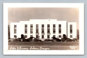 Vintage 1940er Staatsbibliothek Salem Oregon Schwarzweiß Postkarte RPPC - Bild 1 von 2
