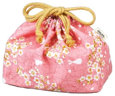HAKOYA Pouch with drawstring for Bento Box Sakura & Rabbit, Pink 33616 F/S Track - Image 1 of 3