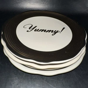 FISHS EDDY 6.5" APPETIZER PLATES: YUMMY! ALL DONE! SECONDS? SET OF 3 - Picture 1 of 13