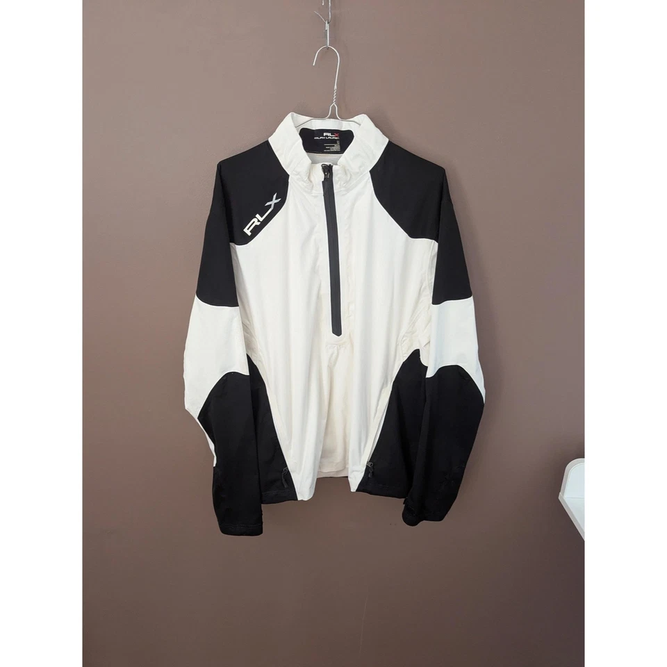 RLX Ralph Lauren Jacket Mens Large White Black Half Zip Golf Rain Windbreaker - image 1 of 4