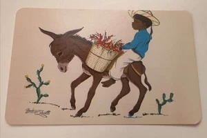 AK Künstler Betanzos Tarjeta Kind auf Esel Mexiko Vintage - Bild 1 von 2
