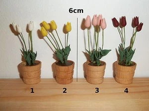 pot avec tulipes miniature, vitrine, serre ,maison de poupée, jardin,fleur *P4 - Imagen 1 de 1