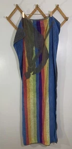 Vintage Beach Towel Rainbow Painter Artist 1980s - Picture 1 of 4