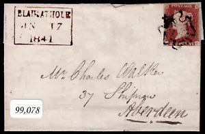 1841 1d Red Black Plate 1b RC 4m INVERTED WATERMARK on Cover BPA Cert Unique ? - Picture 1 of 7