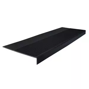 Light Duty Ribbed Design Black 12-1/4 In. X 48 In. Rubber Square Nose Stair - Picture 1 of 12