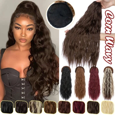 100% Real Ponytail Clip In Drawstring Pony Tail Hair Extensions Long As Human US - Image 1 of 4