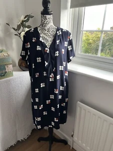Ladies White Stuff Size 16 Navy Blue White Orange Spot Dress - Picture 1 of 11