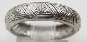 Vintage Platinum and Diamond Band Ring - Picture 1 of 4