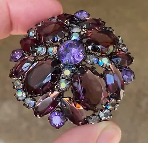 Wunderschöne Vintage verifizierte D&E Juliana Amethyst lila AB Strass Brosche Anstecknadel - Bild 1 von 7
