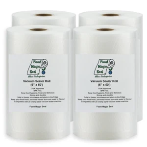 Food Magic Seal 4-6"x50' Rolls Vacuum Sealer Food Storage Bags! Great $$$ Saver! - Picture 1 of 8