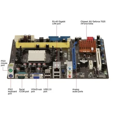 ASUS M2N68-AM SE2 NVIDIA GeForce 7025 Socket AM2+/AM2 mATX Micro ATX Motherboard - Image 1 of 3