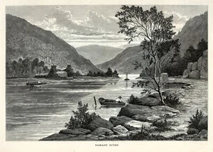 Río Ramapo norte de Nueva Jersey, escena histórica americana de 1874, grabado en madera - Imagen 1 de 4