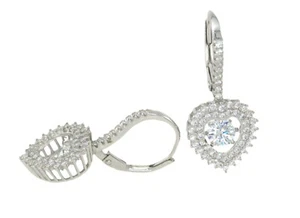 Sterling Silber Float Funkelnde Zirkonia Ohrhänger 28,44 mm Tropfen - Bild 1 von 2