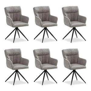 Stühle Esszimmer 6er Set Polsterstühle Armlehne Sessel Drehbar Grau Homestyle4u - Bild 1 von 8