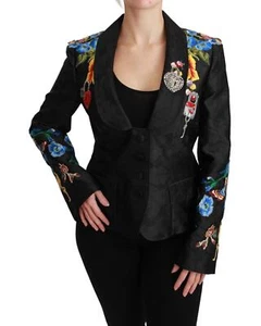 Dolce & Gabbana Floral Embroidered Blazer JKT2628 Women Black Coats - Picture 1 of 6