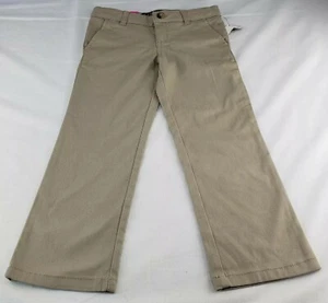 New French Toast Girls Youth Sz 5 Khaki Chino Pant Adjustable Waist Straight Leg - Picture 1 of 11