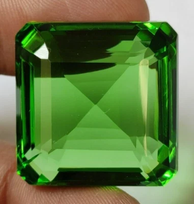 69.3 Ct. Large Green Peridot Square Cut Faceted Loose Gemstone Gift for Birthday - Image 1 of 4