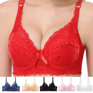 Plus Size Lady Bras Lace Padded Sexy Lingerie Underwired Brassiere Underclothes - Picture 1 of 22