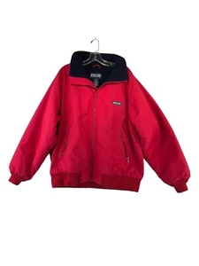 Lands' End Men Sz L 42-44 Jacket Red Full Zip 3 pocket & Closure Ribbed Hem Cuff - Picture 1 of 17