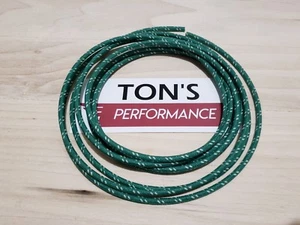 5 feet Vintage Braided Cloth Covered Primary Wire 14 GA gauge Green w/ White - Bild 1 von 2