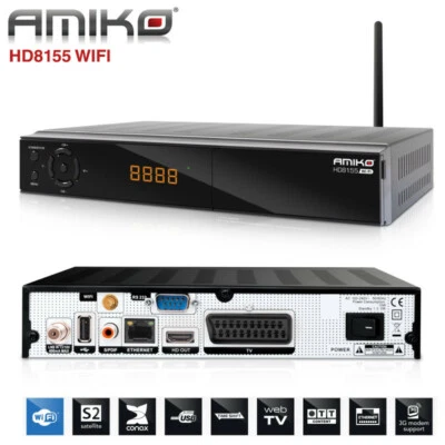 AMIKO 8165 Wifi Wlan Sat Receiver mit Hdmi und Scart Kartenleser ASTRA 19.2 - Bild 1 von 3