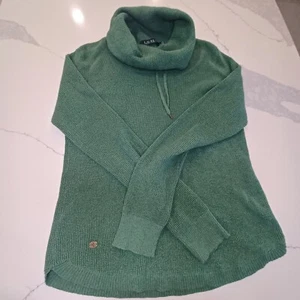 Lauren Ralph Lauren Cowl Neck Tunic Sweater Green Knit Pullover Size M - Picture 1 of 7