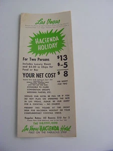 Hacienda Holiday Hotel Las Vegas Nevada Travel Brochure Viintage 1950's-60's - Picture 1 of 4