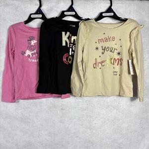 365 Garanimals Long Sleeve Girls Graphic Shirts Lot of 3 Size 5 Black Pink Beige - Picture 1 of 8