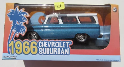 GREENLIGHT 1966 CHEVROLET SUBURBAN  1:43 BLUE  & WHITE RUBBER TIRES #013 - Image 1 of 2