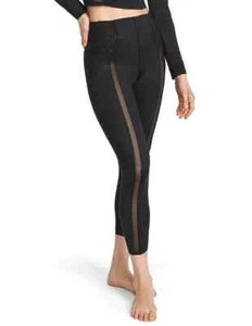 VICTORIAS SECRET Sport Gym Workout Tight Leggings Pants Black X Mesh Stripe NWT - Picture 1 of 5