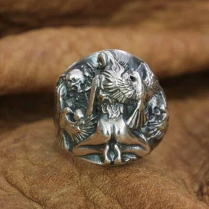 925 Sterlingsilber Sexy Mädchen Totenkopf Ring Herren Biker Rock Ring TA258A US-Größe 12 - Bild 1 von 12
