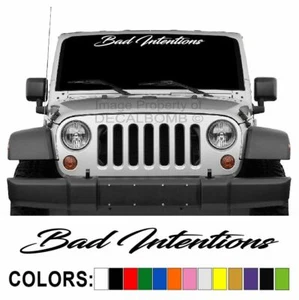 Bad Intentions Windshield Decal Sticker "Script" Boost Turbo Diesel Car Truck - Imagen 1 de 2