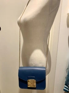Furla Mini Metropolis Blue Crossbody Bag - Picture 1 of 4
