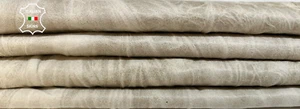 BONES BEIGE WRINKLED VEGETABLE TAN Lambskin leather 2 skins 12sqf 0.8mm #B5113 - Picture 1 of 6