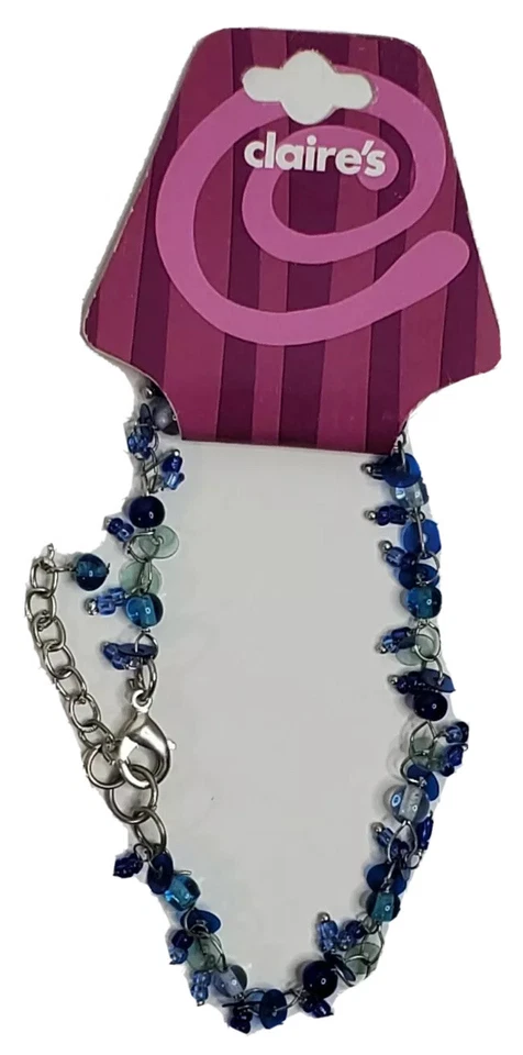 "Pulsera cuentas tono azul y gris 7"" de largo" Foto 1 de 4