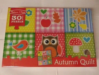 Rompecabezas Melissa & Doug 30 Piezas 12 x 12 Edredón Otoño Nuevo Sellado Búho Foto 1 de 4