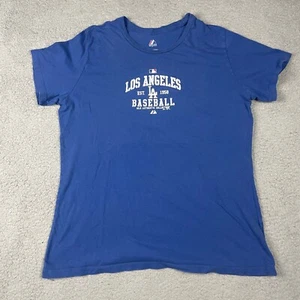 Majestic Los Angeles Dodgers Tshirt Women 2XL Blue White Short Sleeve Shirt MLB* - Picture 1 of 12
